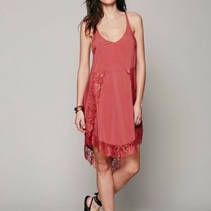 Free People Eyelashes Lace Trim Slip Dress Medium